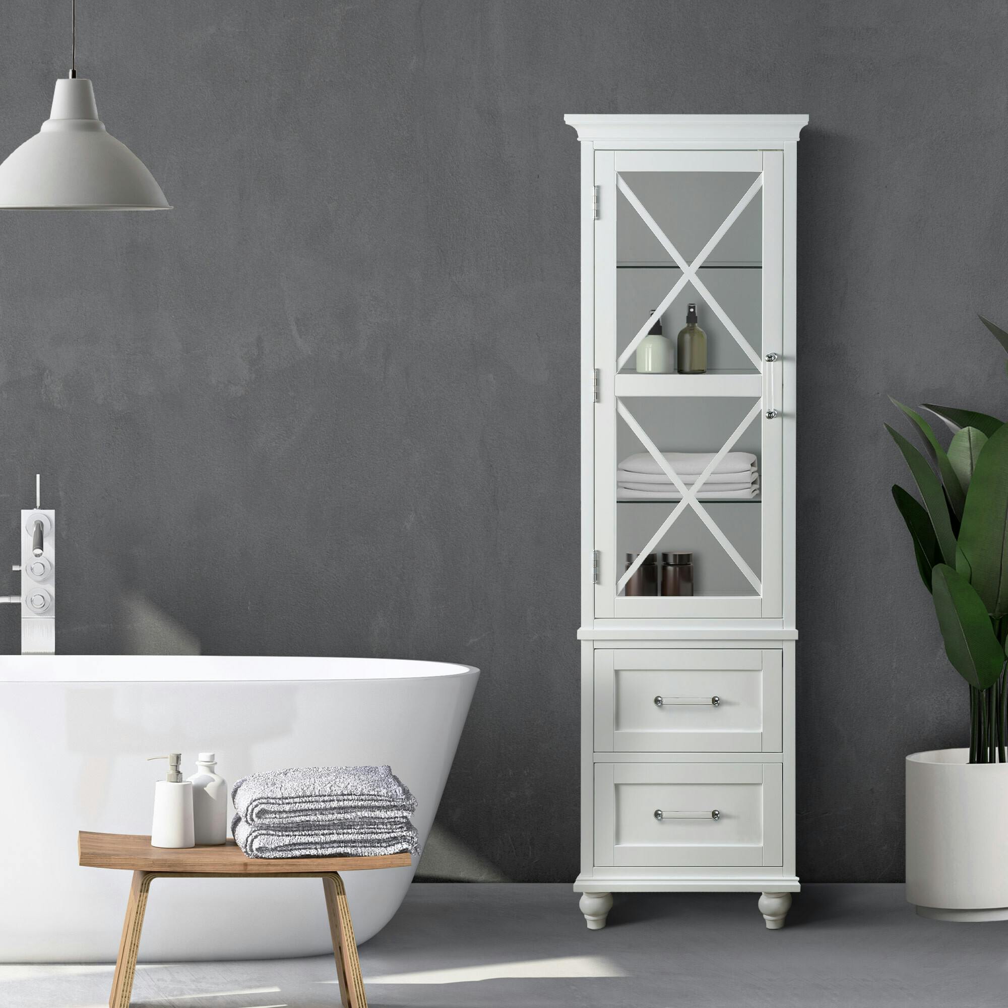 Blue Ridge Wooden Linen Tower Cabinet with Adjustable Shelves