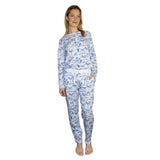 Women's Skydog Toile Blue Jersey Long PJ Set - Organic Stretch Cotton