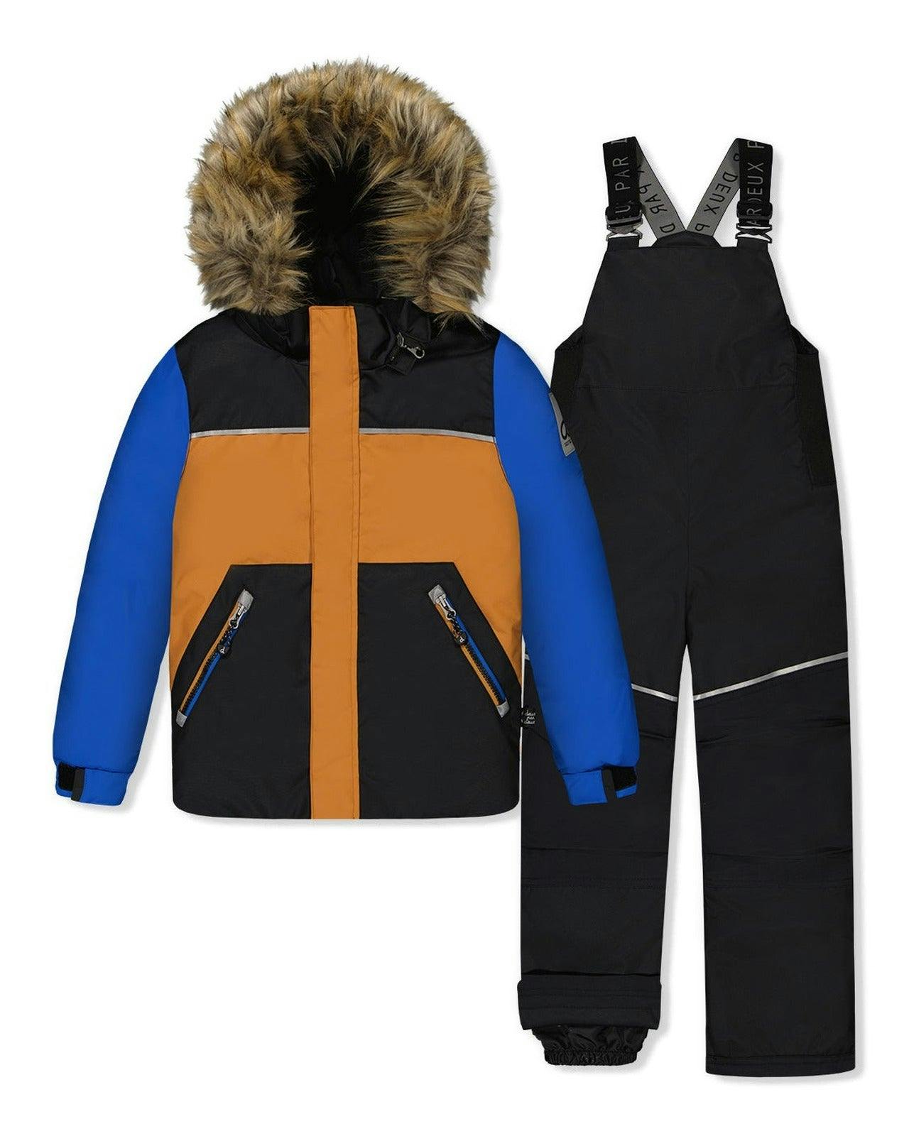 Two Piece Discover Snowsuit Black Brown and Blue