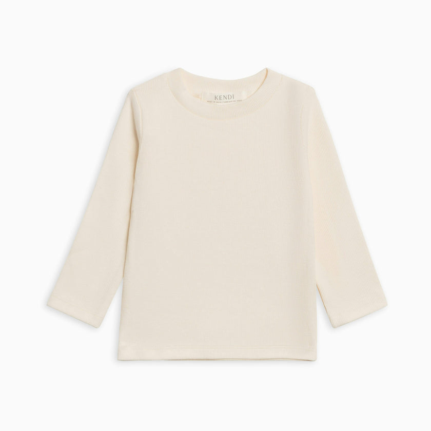 KENDI Rory Ribbed Long Sleeve Top Olive Stripe