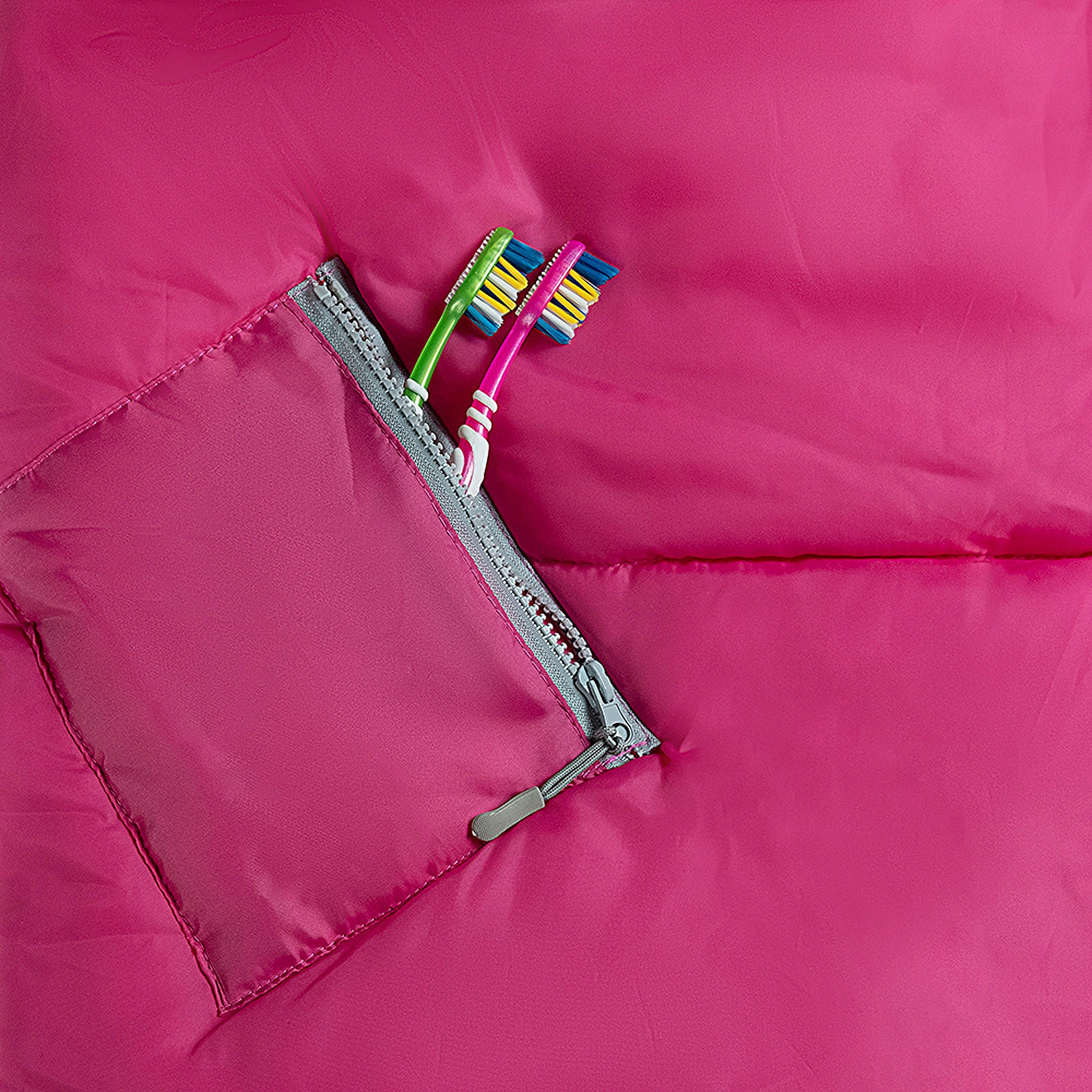 Sleep-n-pack: Packable Sleeping Bag, Big Kid 7-12+ yrs - Hibiscus Pink/Coconut Sherpa
