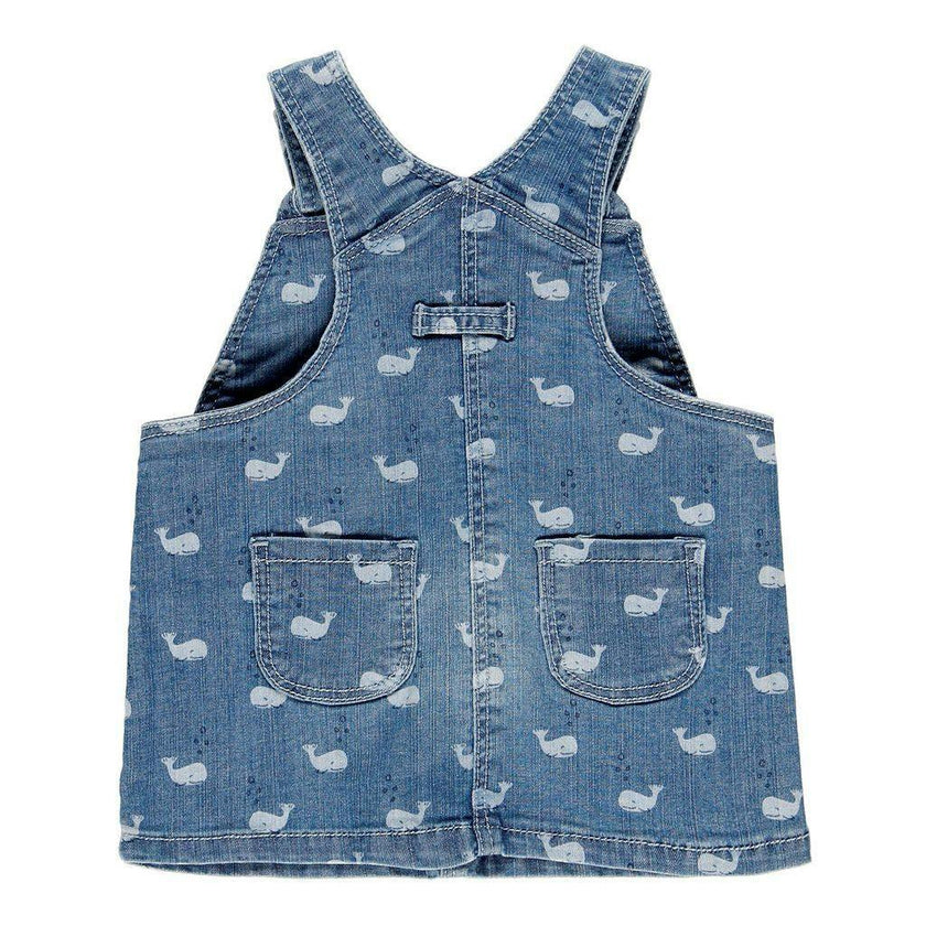Light Blue Whale Overall Dress