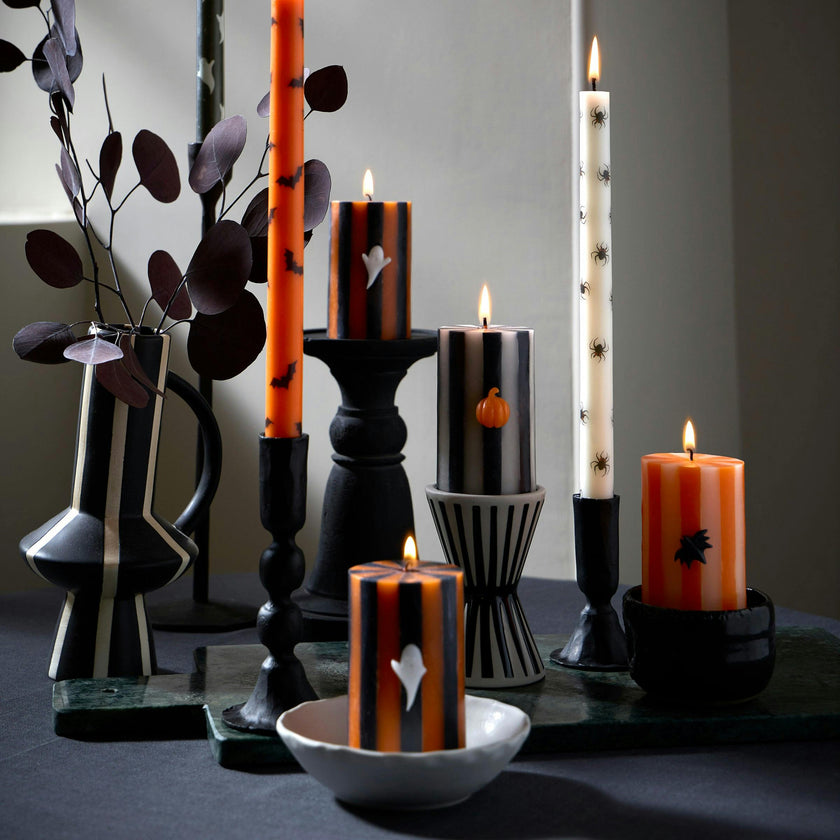 Halloween Striped Pillar Candles