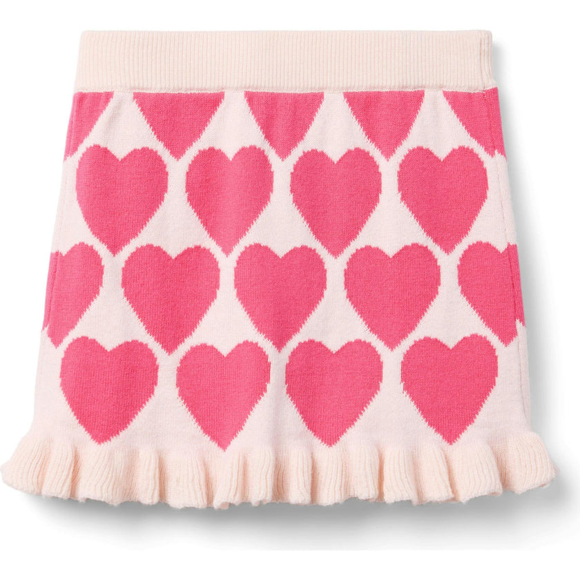 Heart Ruffle Hem Sweater Skirt
