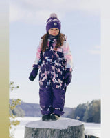 Kids One Piece Play Snowsuit Purple Unicorn Print