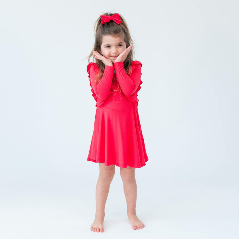 Long Sleeve Ruffle Twirl Dress