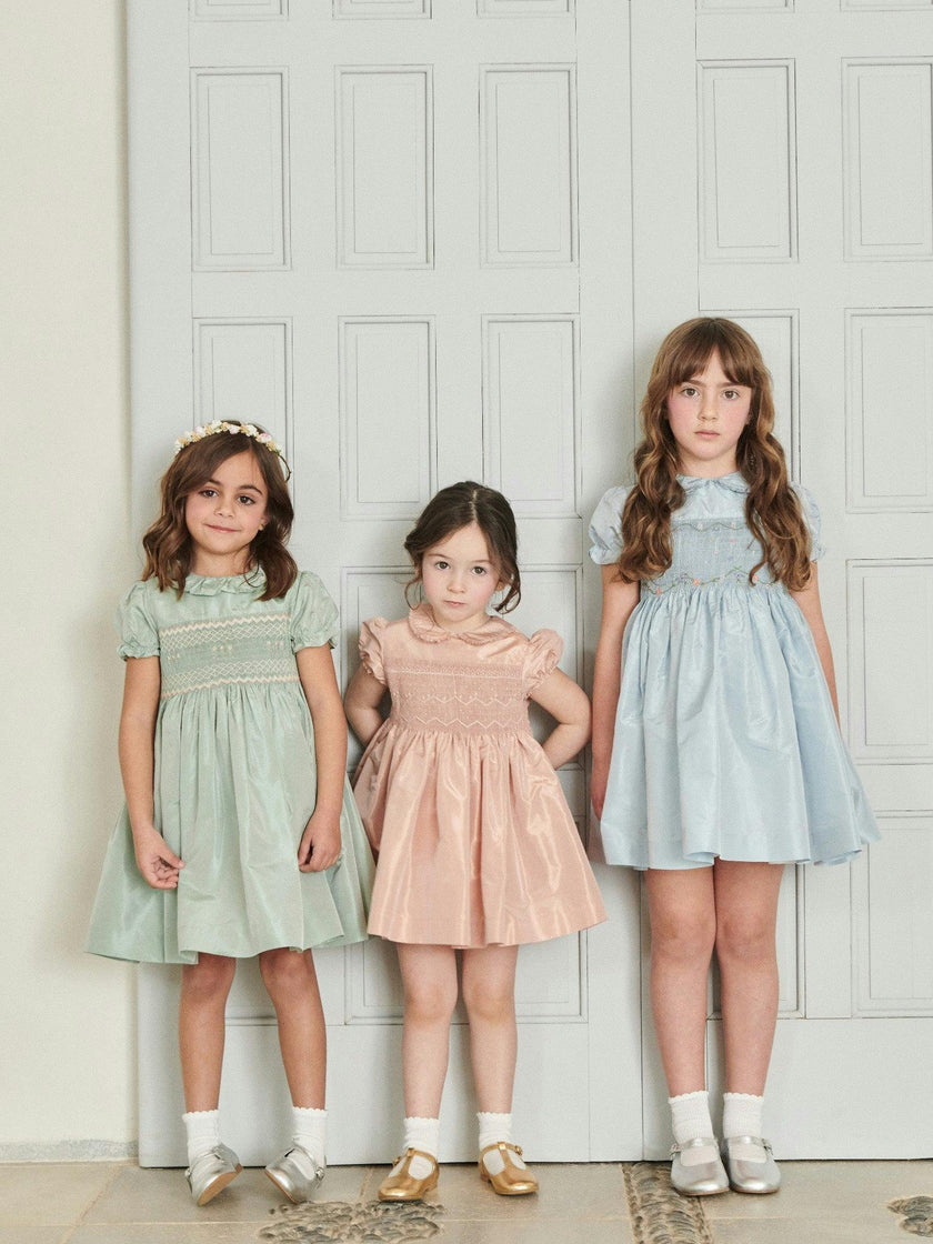 Blush Eleanor Silk Ceremony Girl Hand-Smocked Dress