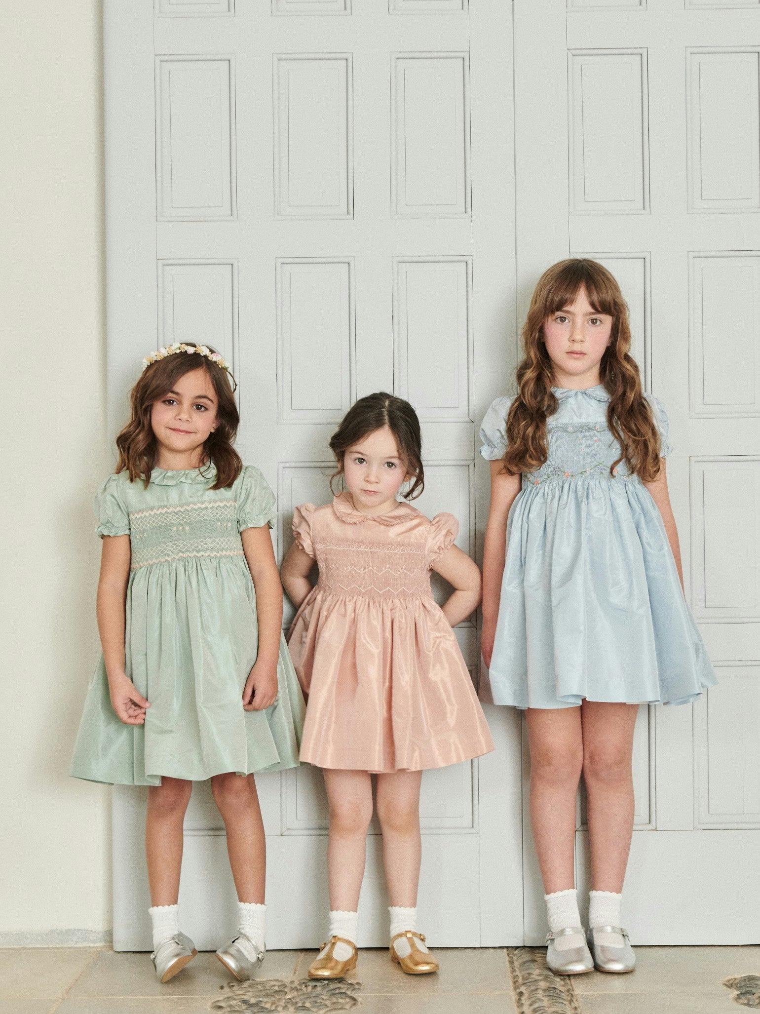 Blush Eleanor Silk Ceremony Girl Hand-Smocked Dress