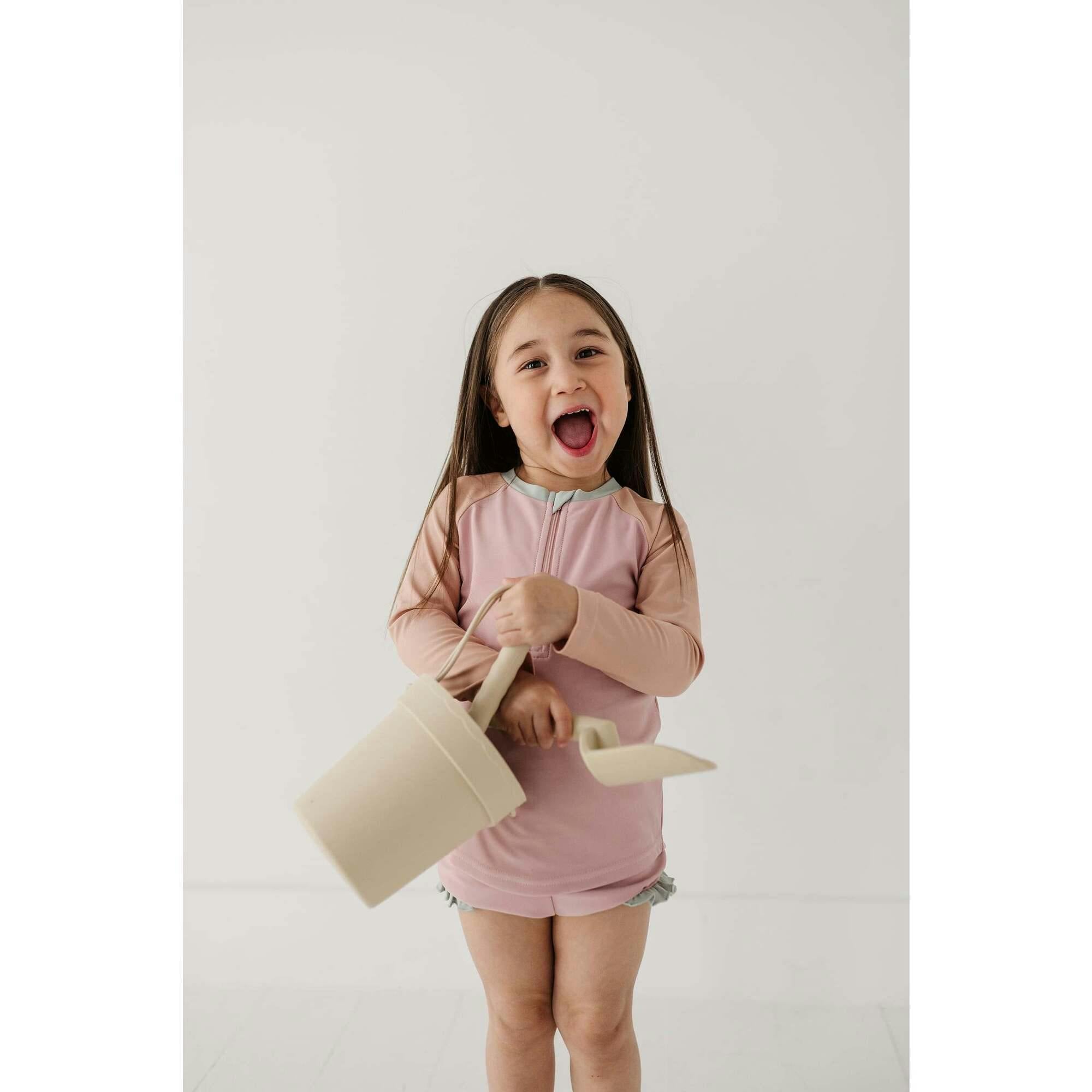 Girl's Zip Rash Guard Swimsuit