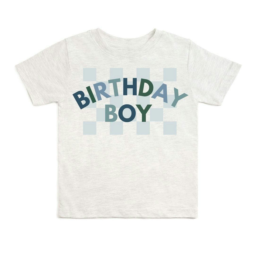 Birthday Boy Checker Short Sleeve T-Shirt - Ash
