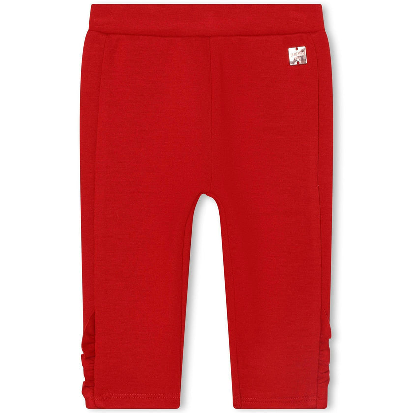 Red Ruffle Knit Trousers