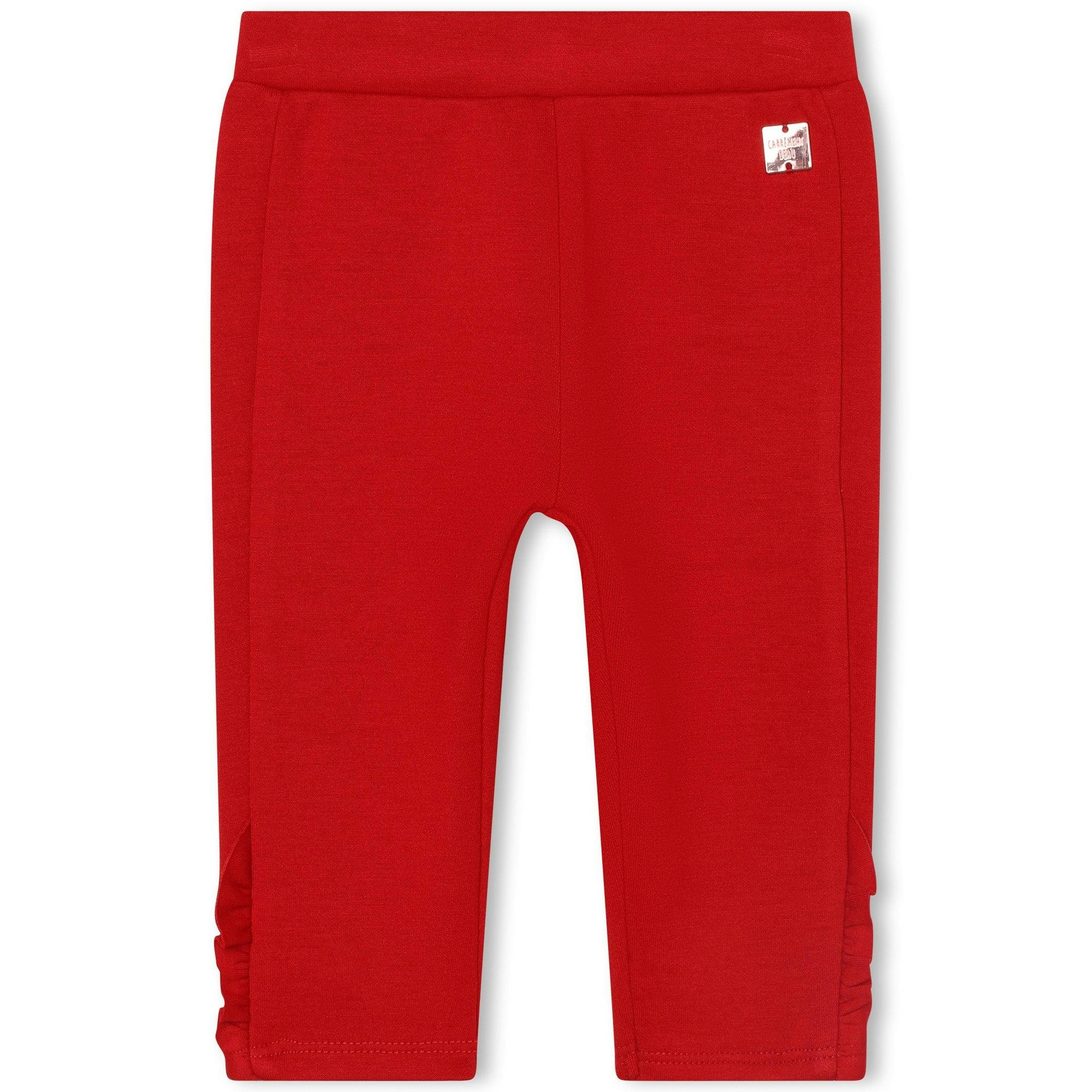 Red Ruffle Knit Trousers
