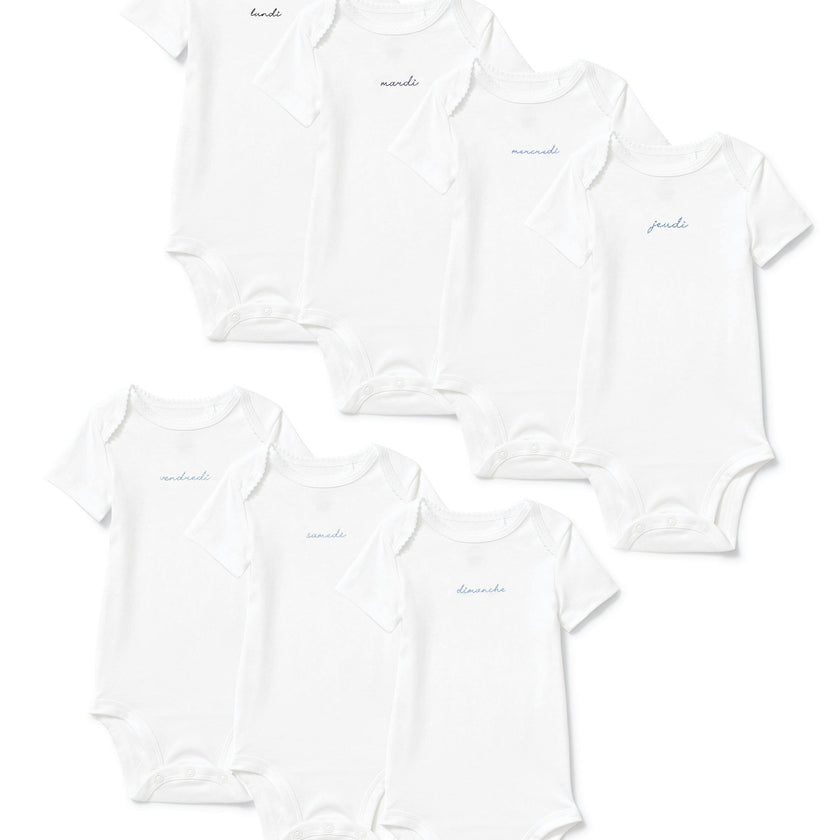 Baby's Pima Short Sleeve Onesie Set in French Lessons Blue