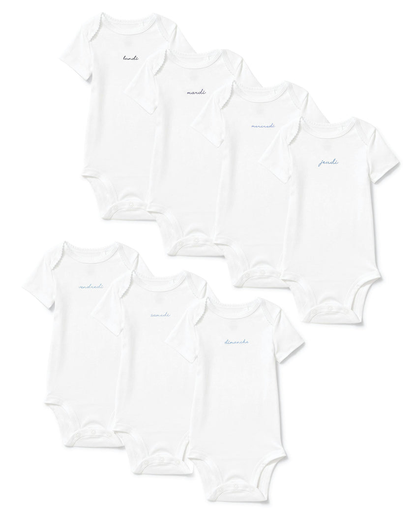 Baby's Pima Short Sleeve Onesie Set in French Lessons Blue