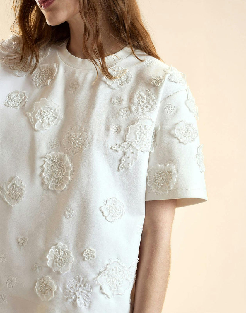 Embroidered Floral Applique Top
