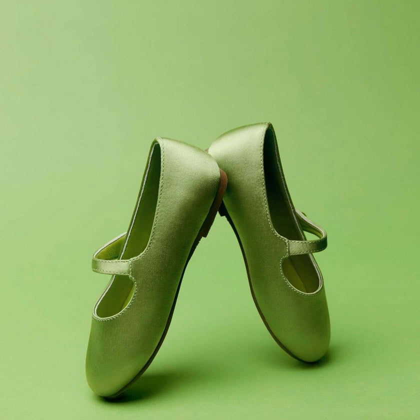 Elin Satin Glossy Leather Pointed-Toe Mary Janes