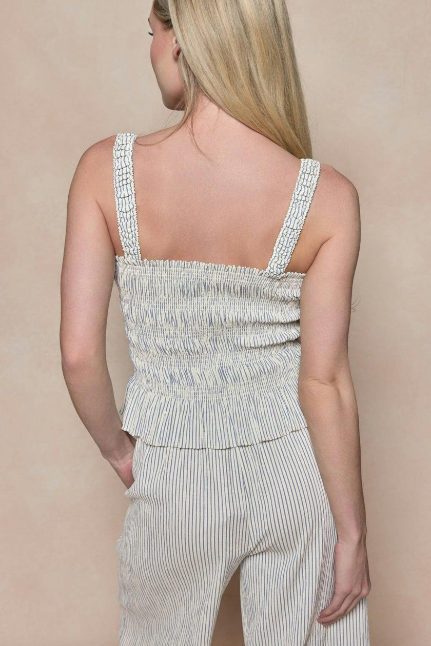 Harley Top in Blue & White Pinstripe