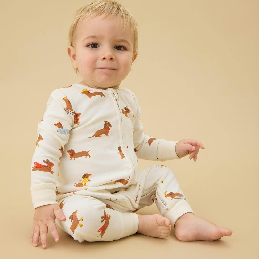 Sausage Dog Clever Zip Romper