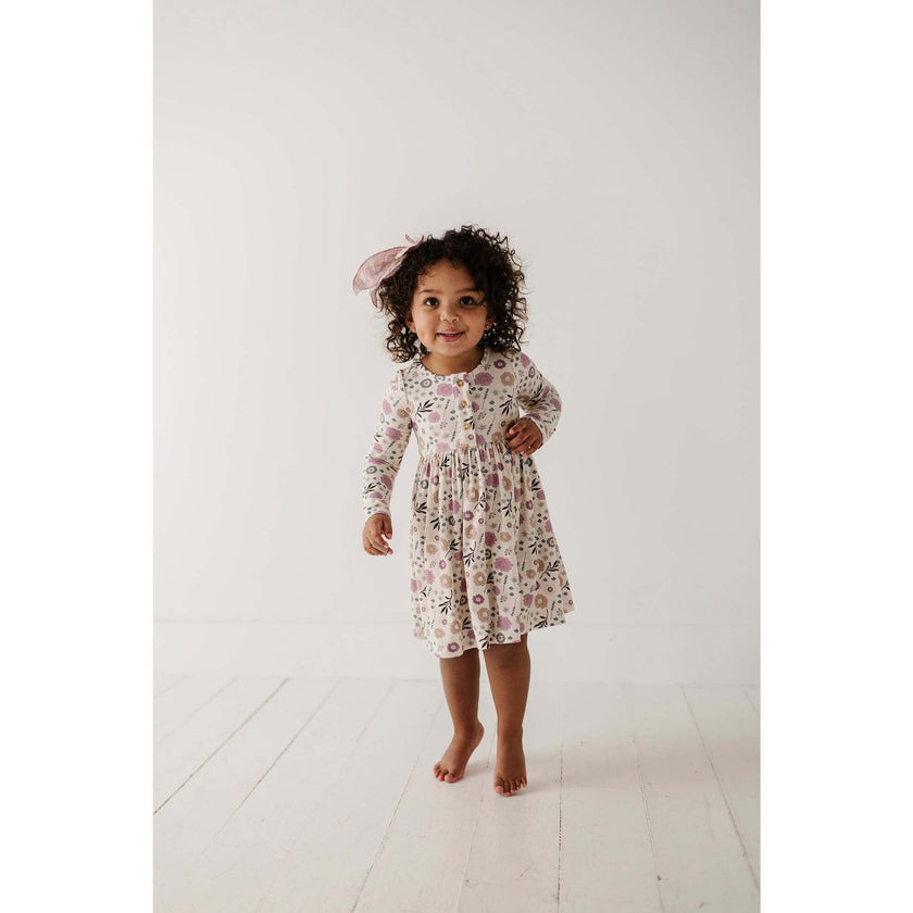Long Sleeve Henley Dress Winter Floral