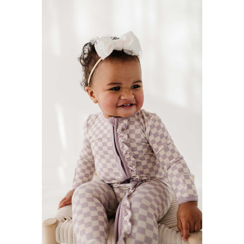Footie Romper Lavender Cloud Checkered