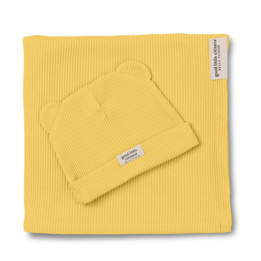 Rib Swaddle & Beanie Set Sunshine