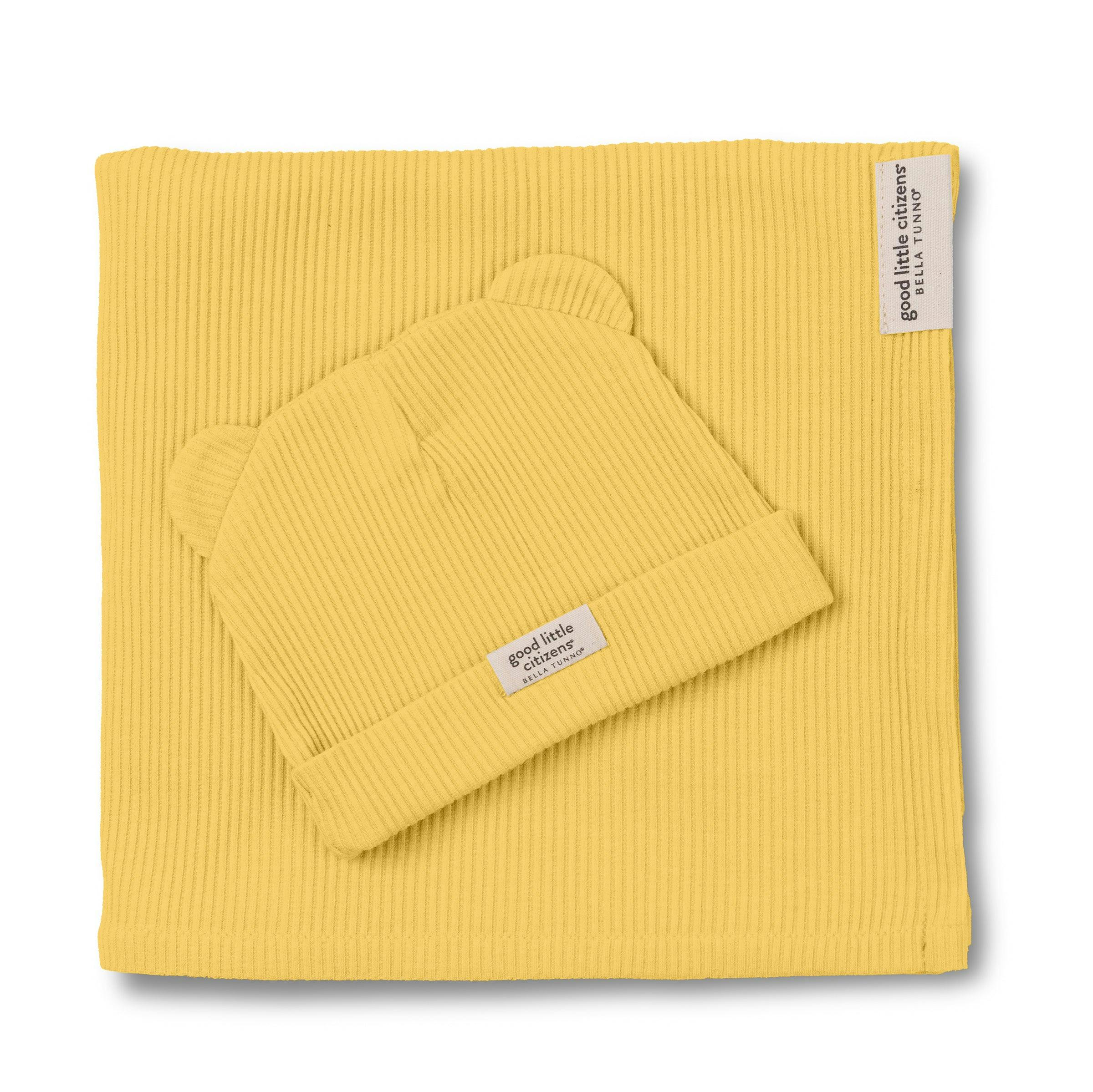 Rib Swaddle & Beanie Set Sunshine