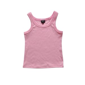 Tie Pink Ribbed Tank Top