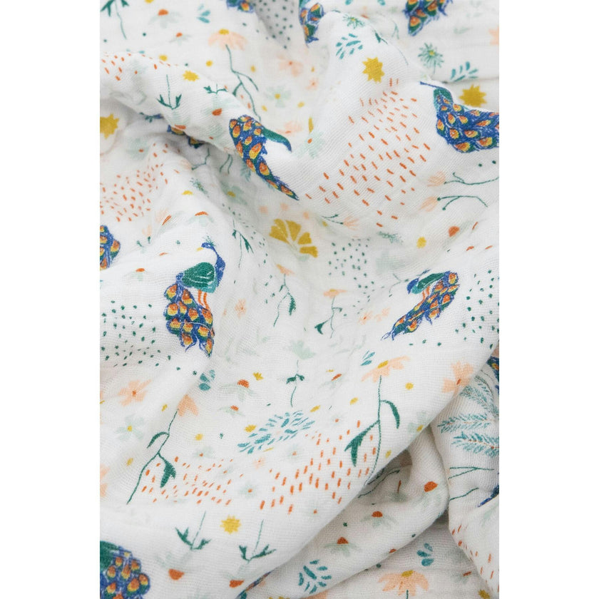 Cotton Muslin Baby Quilt - Peacock