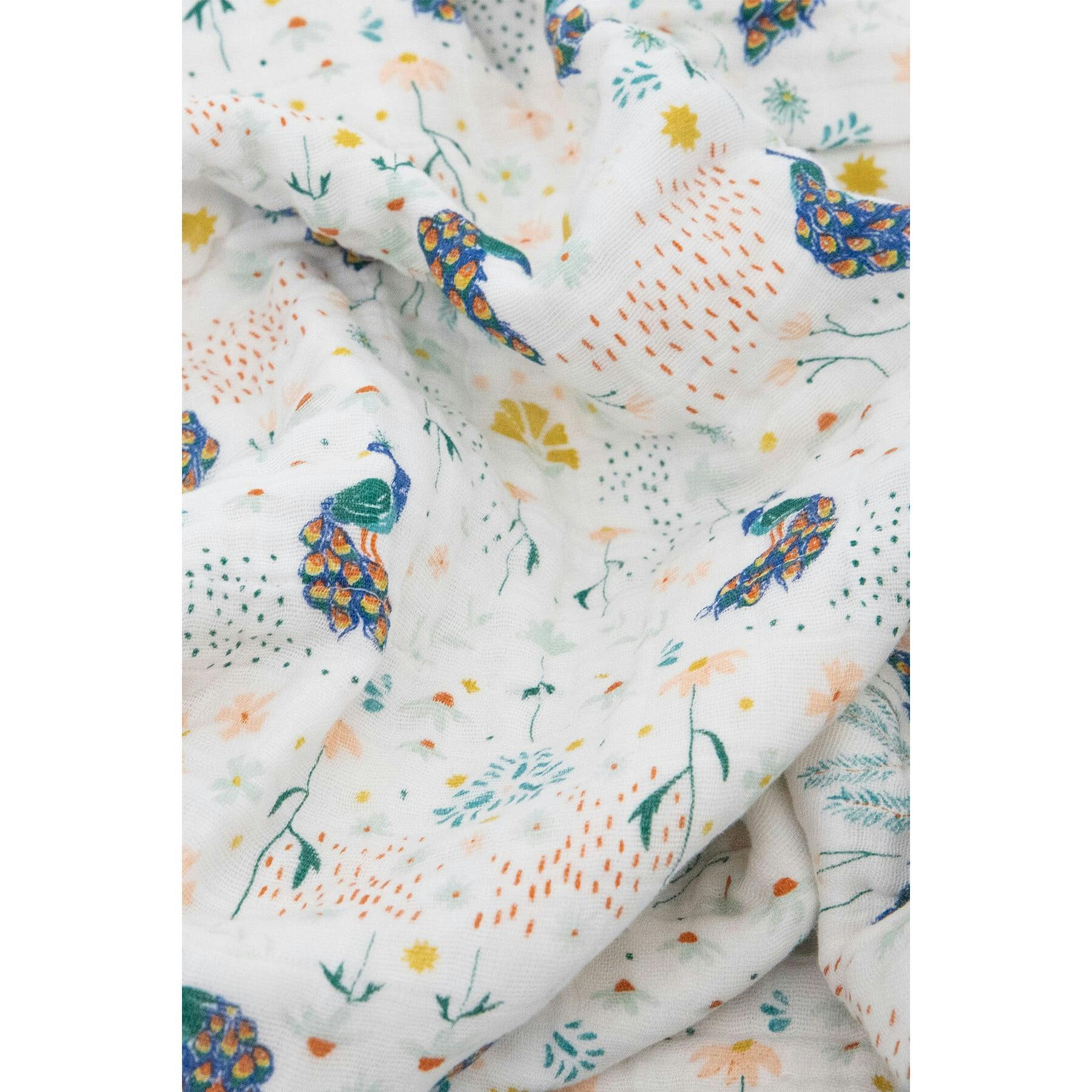 Cotton Muslin Baby Quilt - Peacock