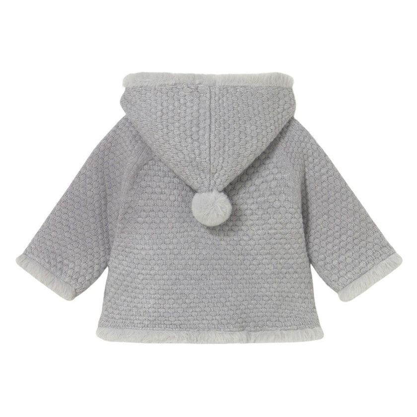 Newborn Girl Knit Jacket with Faux Fur