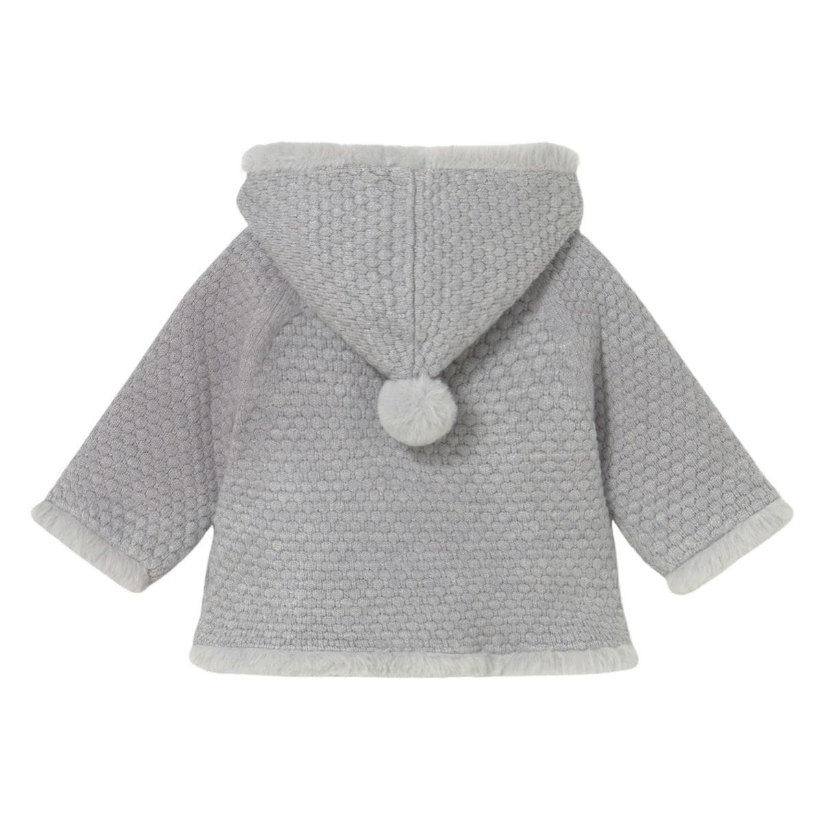 Newborn Girl Knit Jacket with Faux Fur