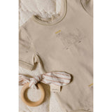 Short Sleeve Lap Shoulder Snap Onesie, Tan
