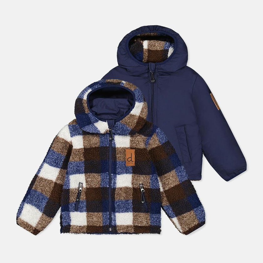 Reversible Mid-Season Jacket Dark Blue And Brown