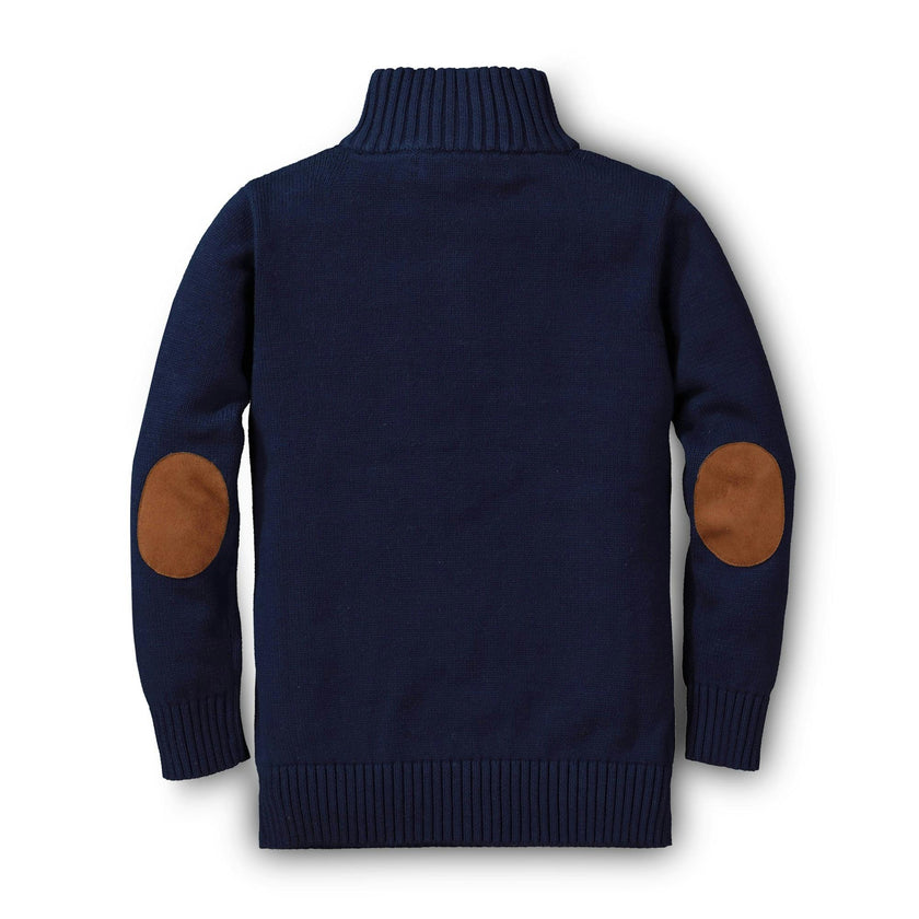 Organic Half Zip Sweater with Elbow Patches
