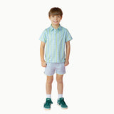Boys' Drawstring Shorts in Light Blue w/Sulphur Trim