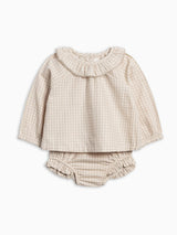 Dorothy Poplin Ruffle Collar Shirt and Bloomer Set - Gingham