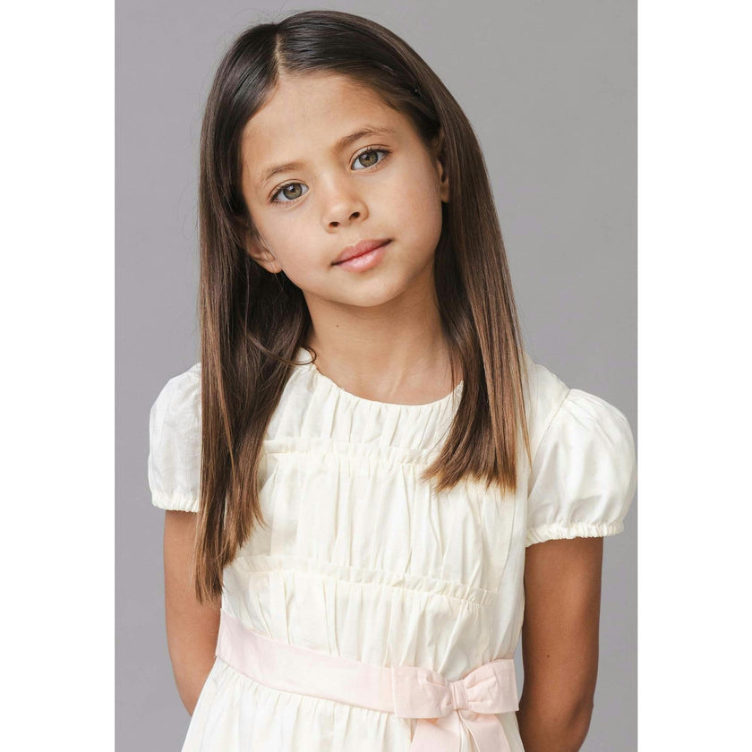 Organic Puff Sleeve Tiered Party Dress, White