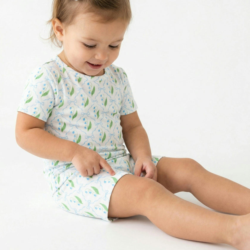 Bluebell Bows Short Sleeve & Shorts Bamboo Toddler Pajama Set