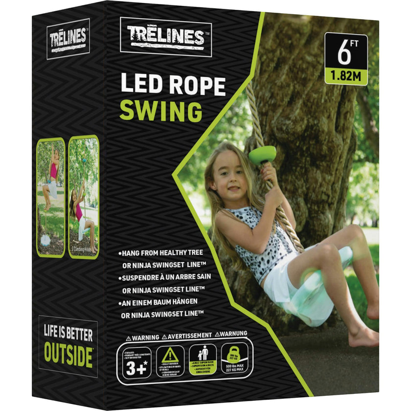 Treslines: LED Climbing Rope Swing 6 ft - Light Up Colors