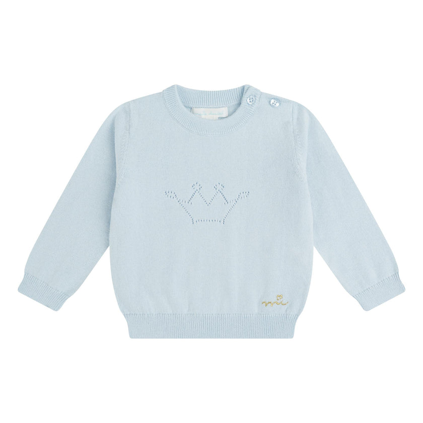 Pointelle Crown Crawler Set - Blue