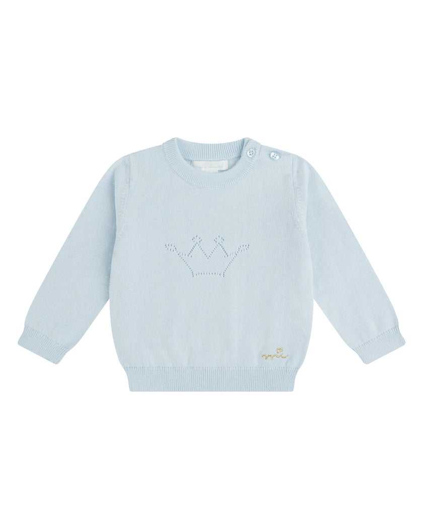 Pointelle Crown Crawler Set - Blue