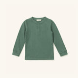 Boys' Long Sleeve Henley in Dark Green
