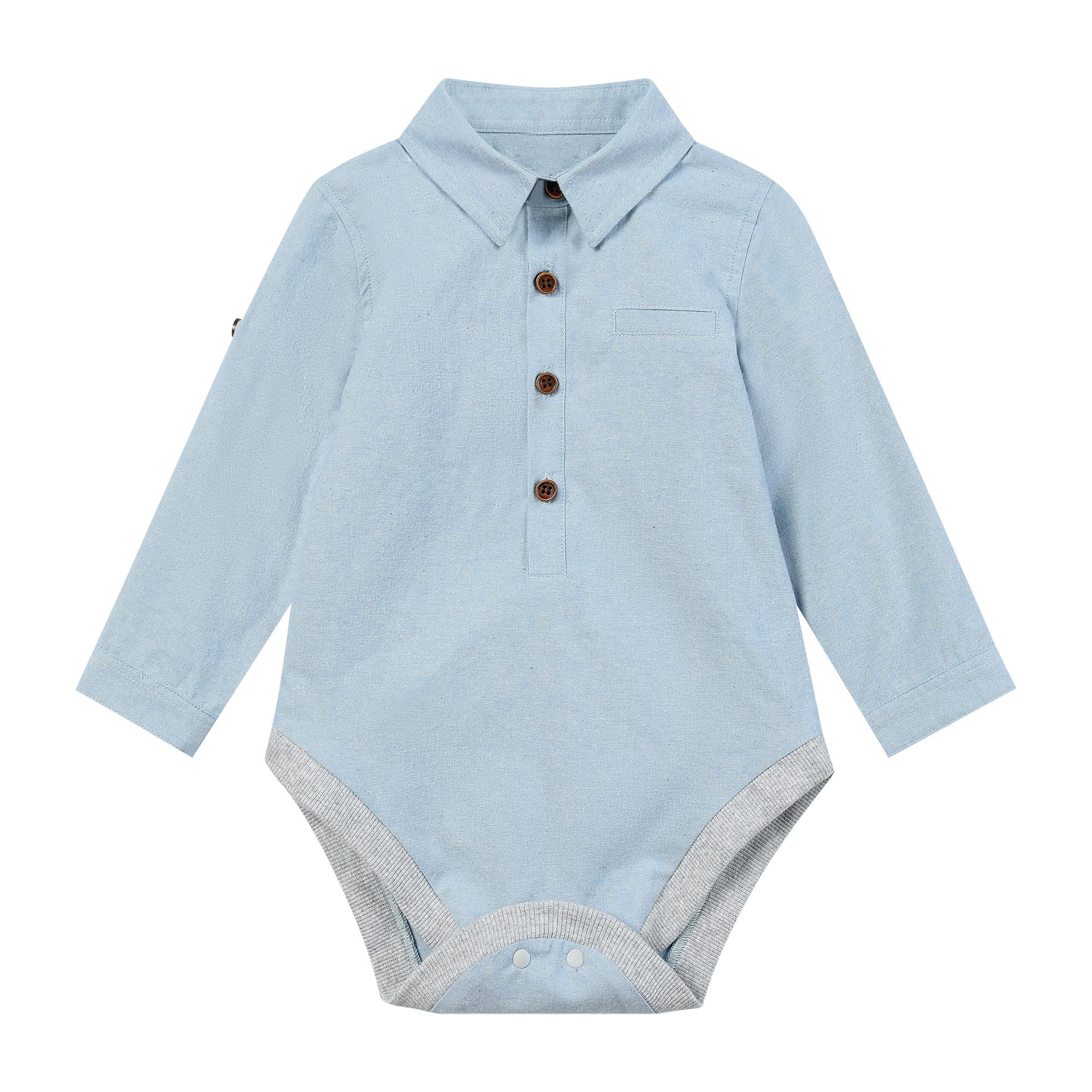 JASPER Pale Blue Chambray Woven Onesie