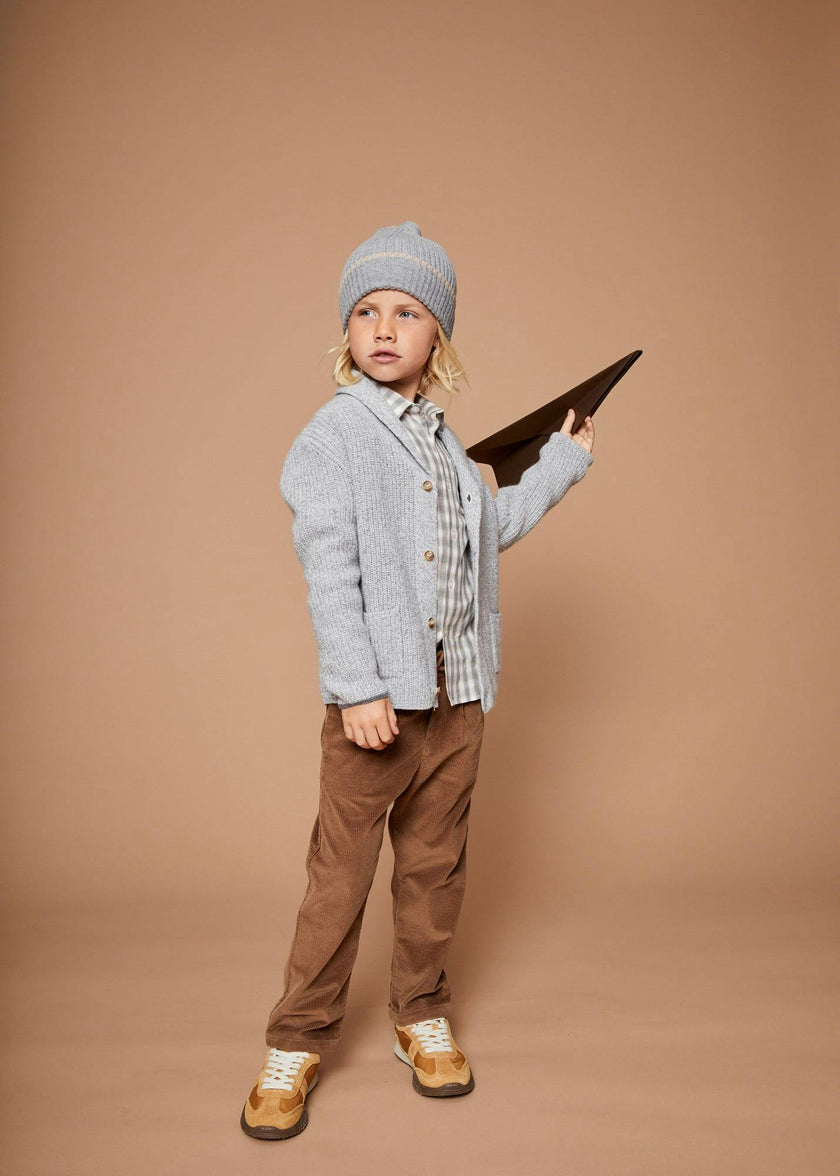 The Light Grey Mouline Merino Cashmere Cardigan