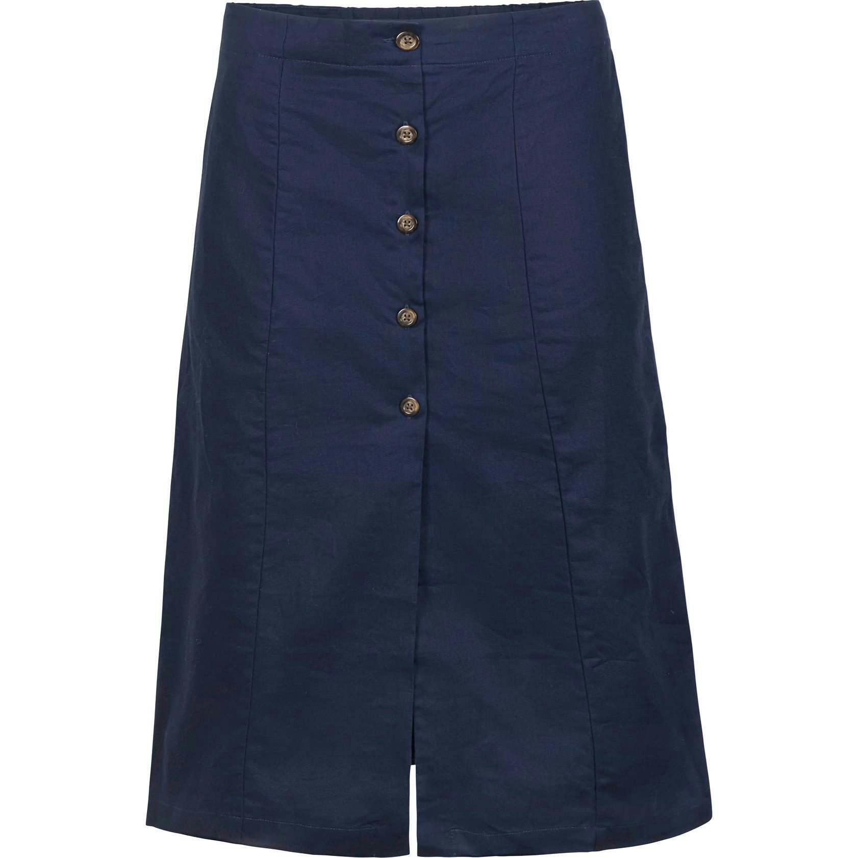 Linen Button Front Skirt, Blue