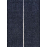 Linja Solid Centre Stripe Machine-Washable Area Rug, Navy