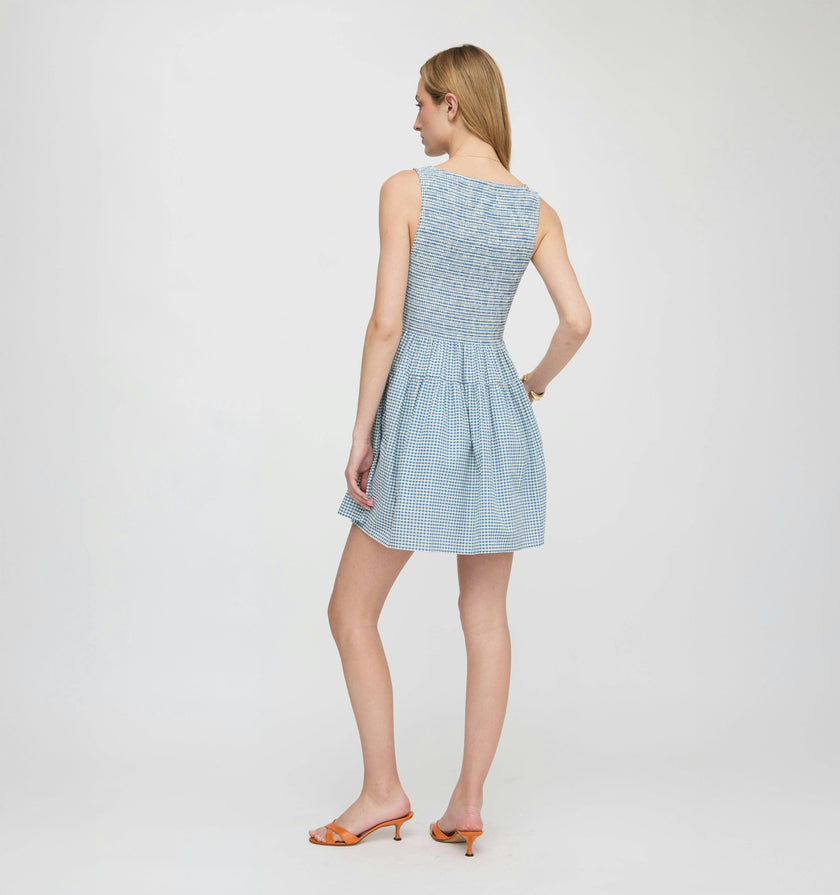 The Cosima Mini Nap Dress - Lagoon Gingham