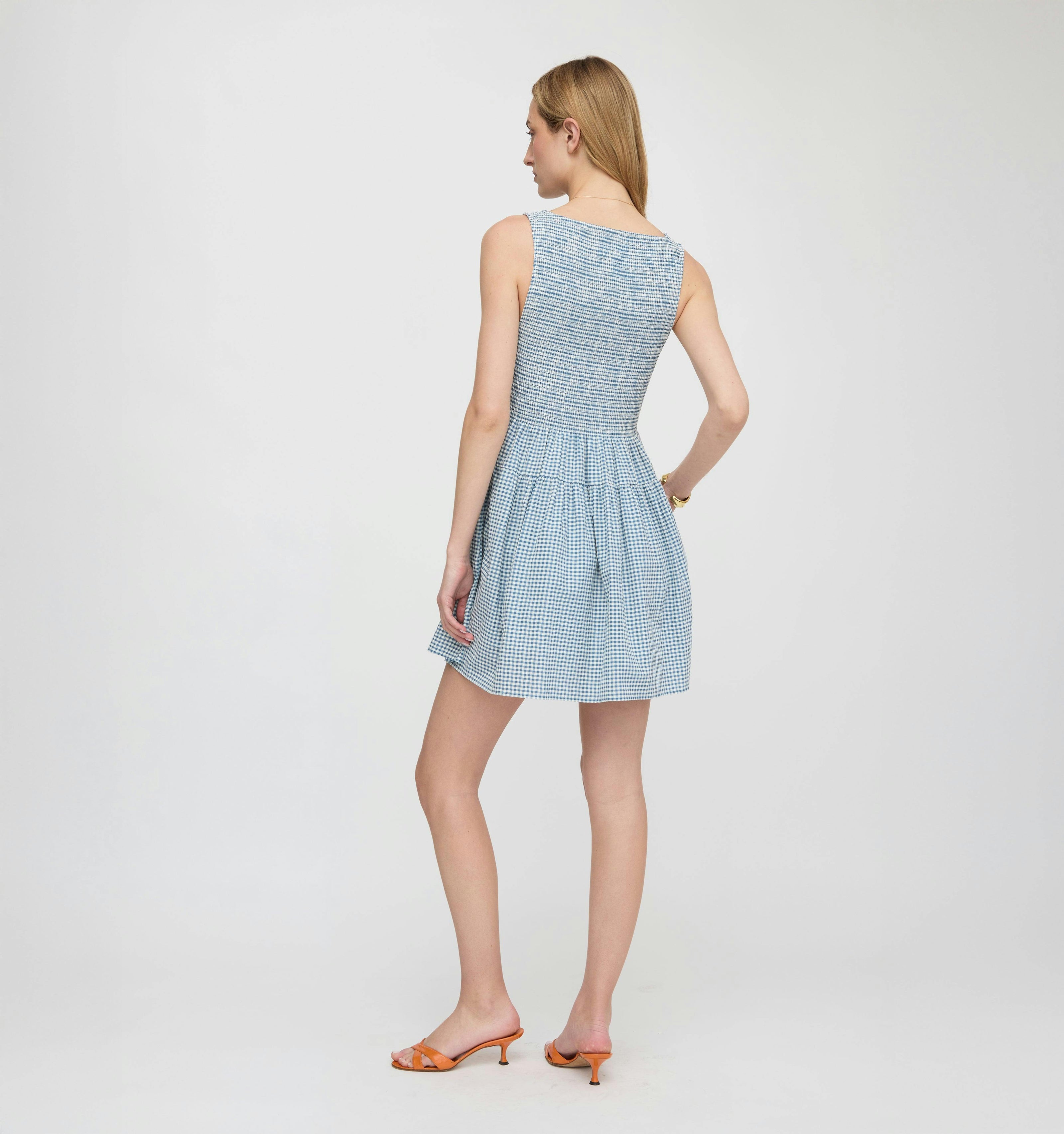 The Cosima Mini Nap Dress - Lagoon Gingham