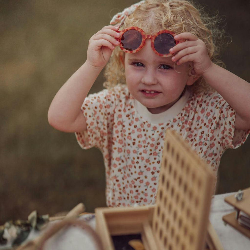 Original Round Sustainable Sunglasses | Bio-Based Bendable Polarized | Sunset Tortoise