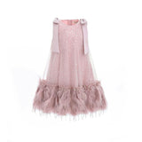Pink Sequin Feather Dress